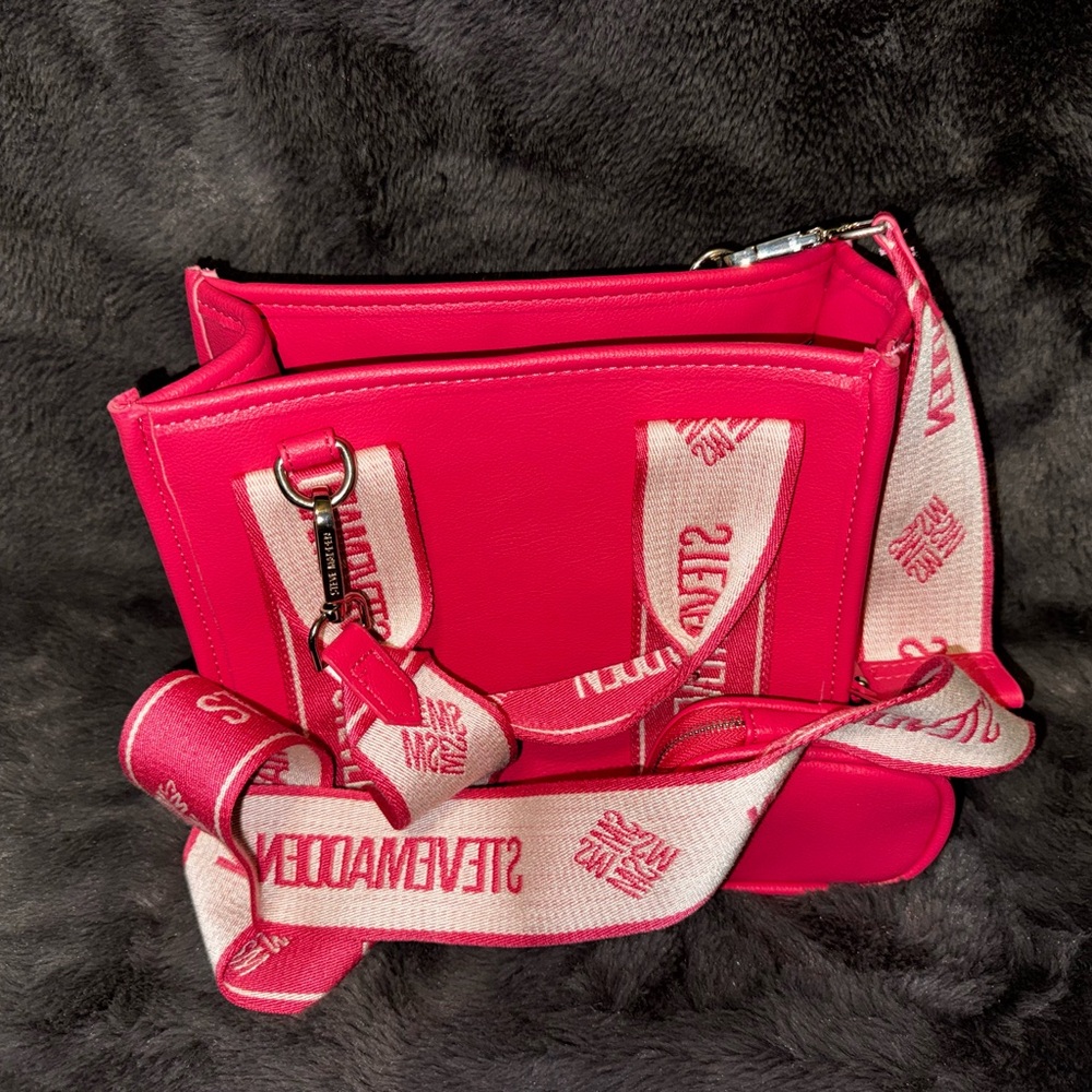 Steve Madden Hot Pink Crossbody Bag with Logo Strap